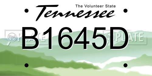 B1645D Tennessee License Plate