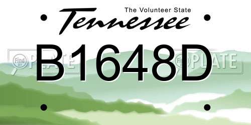 B1648D Tennessee License Plate