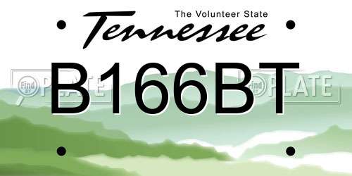 B166BT Tennessee License Plate