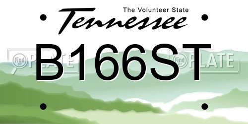 B166ST Tennessee License Plate