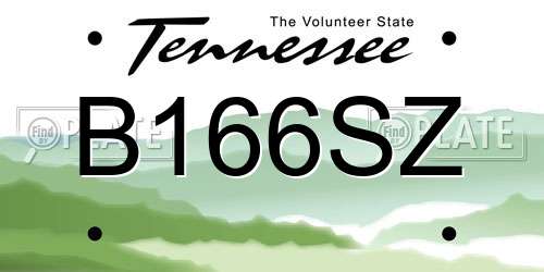 B166SZ Tennessee License Plate
