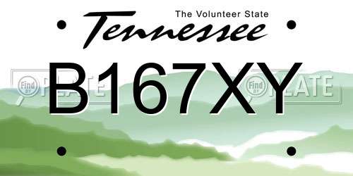 B167XY Tennessee License Plate