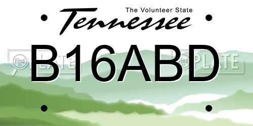 B16ABD Tennessee License Plate