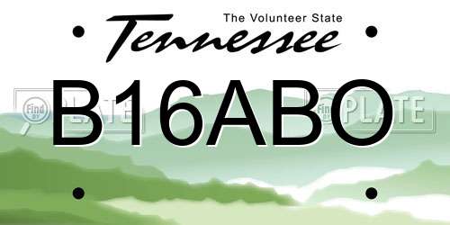 B16ABO Tennessee License Plate