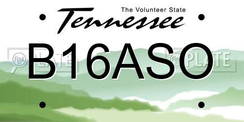B16ASO Tennessee License Plate