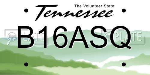 B16ASQ Tennessee License Plate