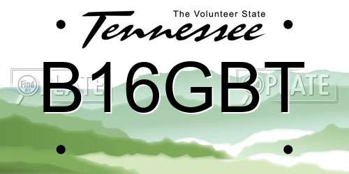 B16GBT Tennessee License Plate