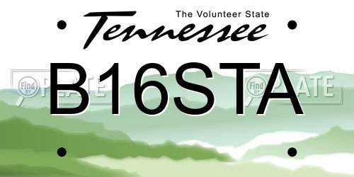 B16STA Tennessee License Plate