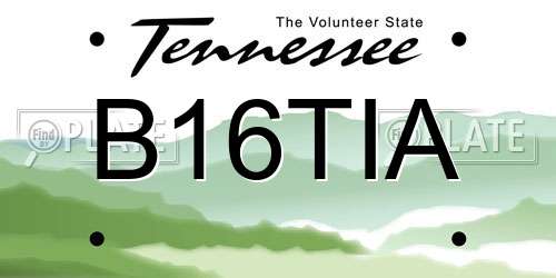 B16TIA Tennessee License Plate
