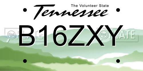 B16ZXY Tennessee License Plate
