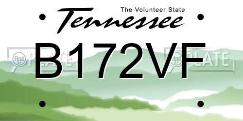B172VF Tennessee License Plate