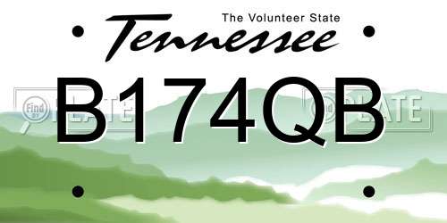 B174QB Tennessee License Plate