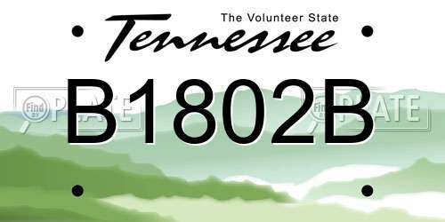 B1802B Tennessee License Plate