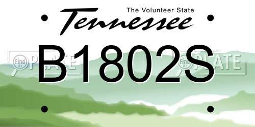B1802S Tennessee License Plate
