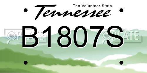 B1807S Tennessee License Plate