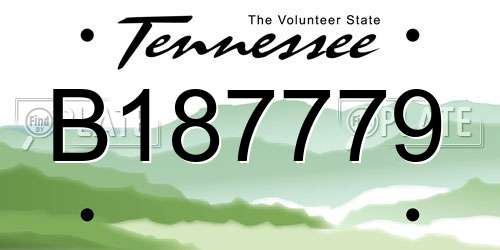 B187779 Tennessee License Plate