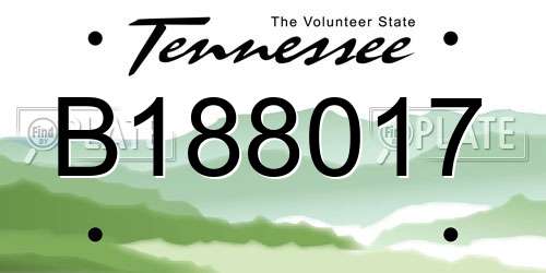 B188017 Tennessee License Plate