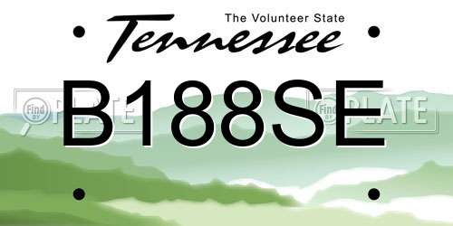 B188SE Tennessee License Plate