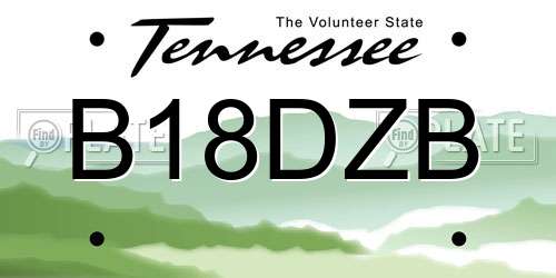 B18DZB Tennessee License Plate