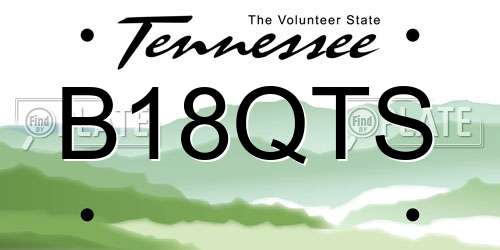 B18QTS Tennessee License Plate
