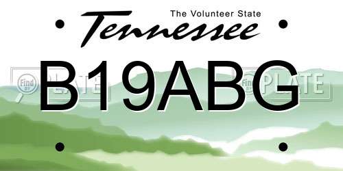 B19ABG Tennessee License Plate