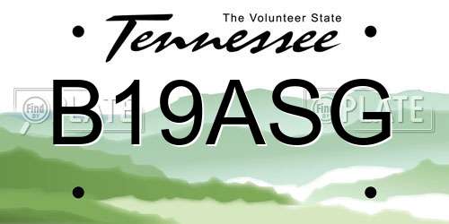 B19ASG Tennessee License Plate