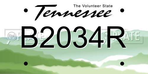 B2034R Tennessee License Plate