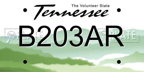 B203AR Tennessee License Plate