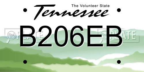 B206EB Tennessee License Plate