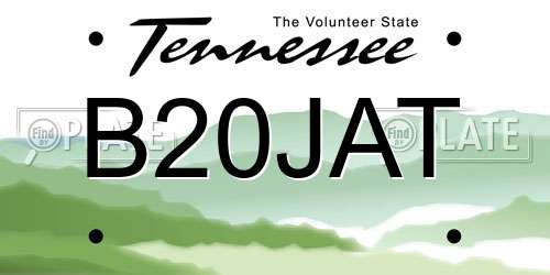 B20JAT Tennessee License Plate