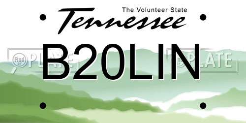 B20LIN Tennessee License Plate