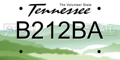 B212BA Tennessee License Plate