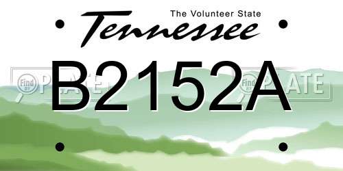 B2152A Tennessee License Plate