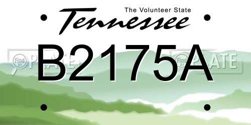 B2175A Tennessee License Plate