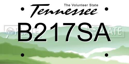 B217SA Tennessee License Plate