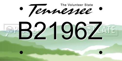 B2196Z Tennessee License Plate