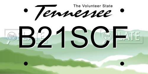 B21SCF Tennessee License Plate