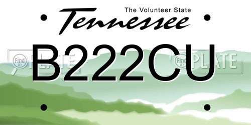 B222CU Tennessee License Plate