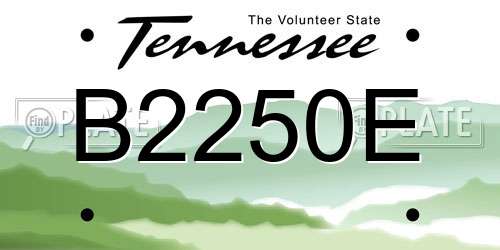 B2250E Tennessee License Plate