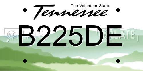B225DE Tennessee License Plate