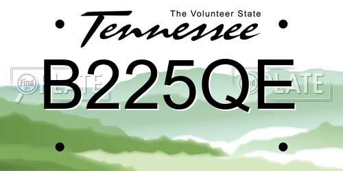 B225QE Tennessee License Plate