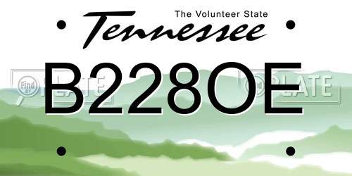 B228OE Tennessee License Plate