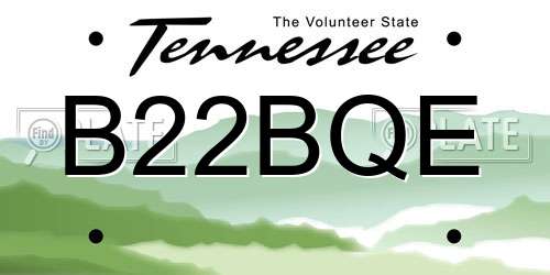 B22BQE Tennessee License Plate