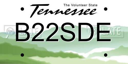 B22SDE Tennessee License Plate