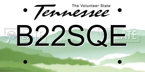 B22SQE Tennessee License Plate