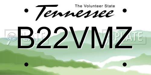 B22VMZ Tennessee License Plate