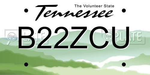 B22ZCU Tennessee License Plate