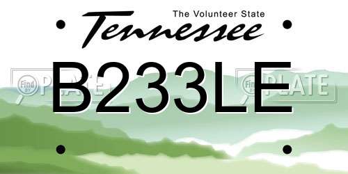 B233LE Tennessee License Plate