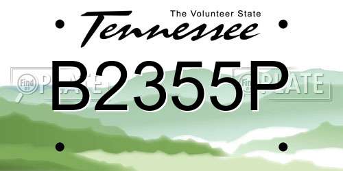 B2355P Tennessee License Plate