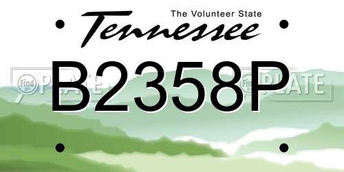 B2358P Tennessee License Plate